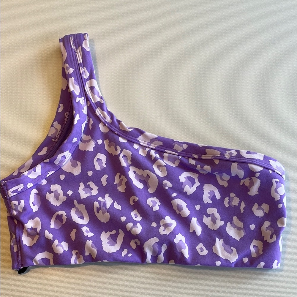 Purple Leopard Print One-Shoulder Top